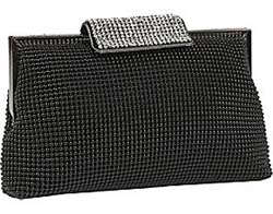 Whiting and Davis Dimple Mesh Clutch with Crystal Clasp