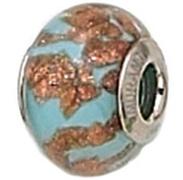 Zable Blue Copper Murano Glass Bead