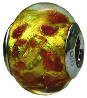 Zable Gold with Copper Glitter Murano Glass Bead